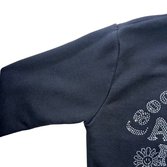 Black "Euphoric" Rhinestone Hoodie With Kangaroo Pocket & Drawstring Hood size s - Picture 11 of 13